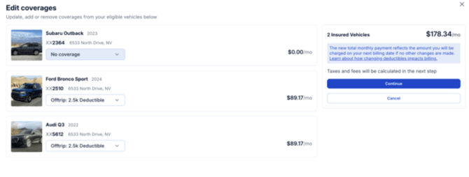 no coverage drop down